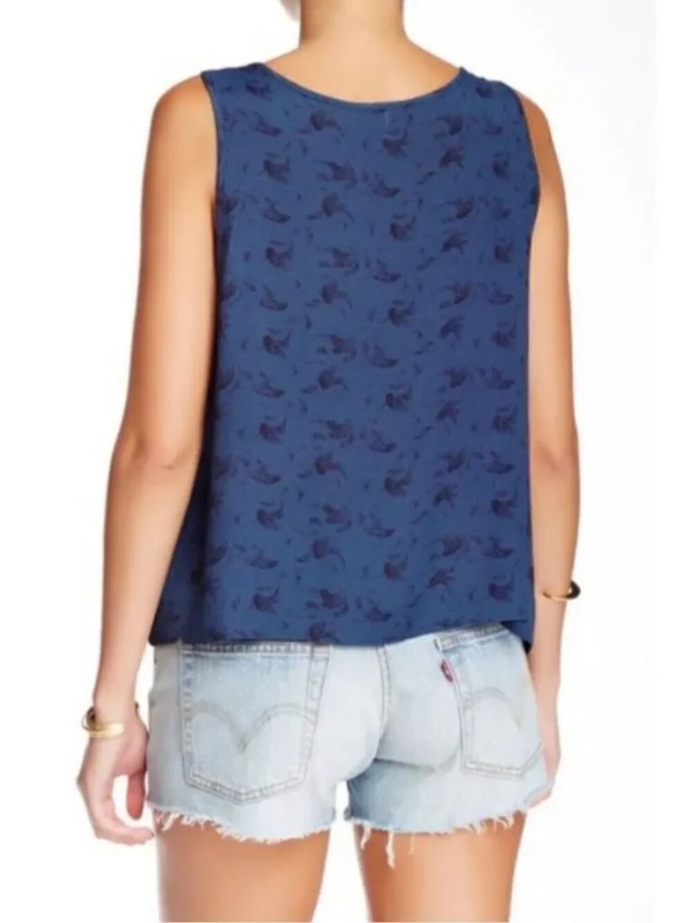 Free People New Look Through Keyhole Crinkle Tank Indigo‎ NWT Women's M - Picture 2 of 9